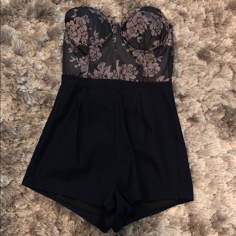 Tobi Strapless Romper with Classy Floral Design